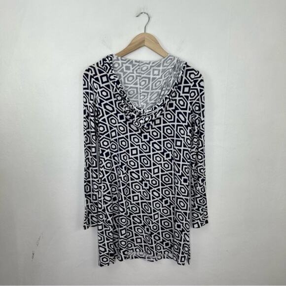 Mott 50 Navy Diamond Nancy Hooded Cover Up SPF 50 Bamboo Size Small - Picture 2 of 12